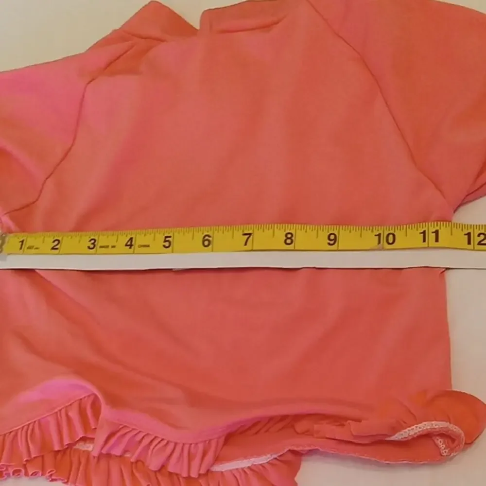 Lily & Dan Girl's Size Medium Orange Swim Top with Gold Pineapple. Bight, Summer